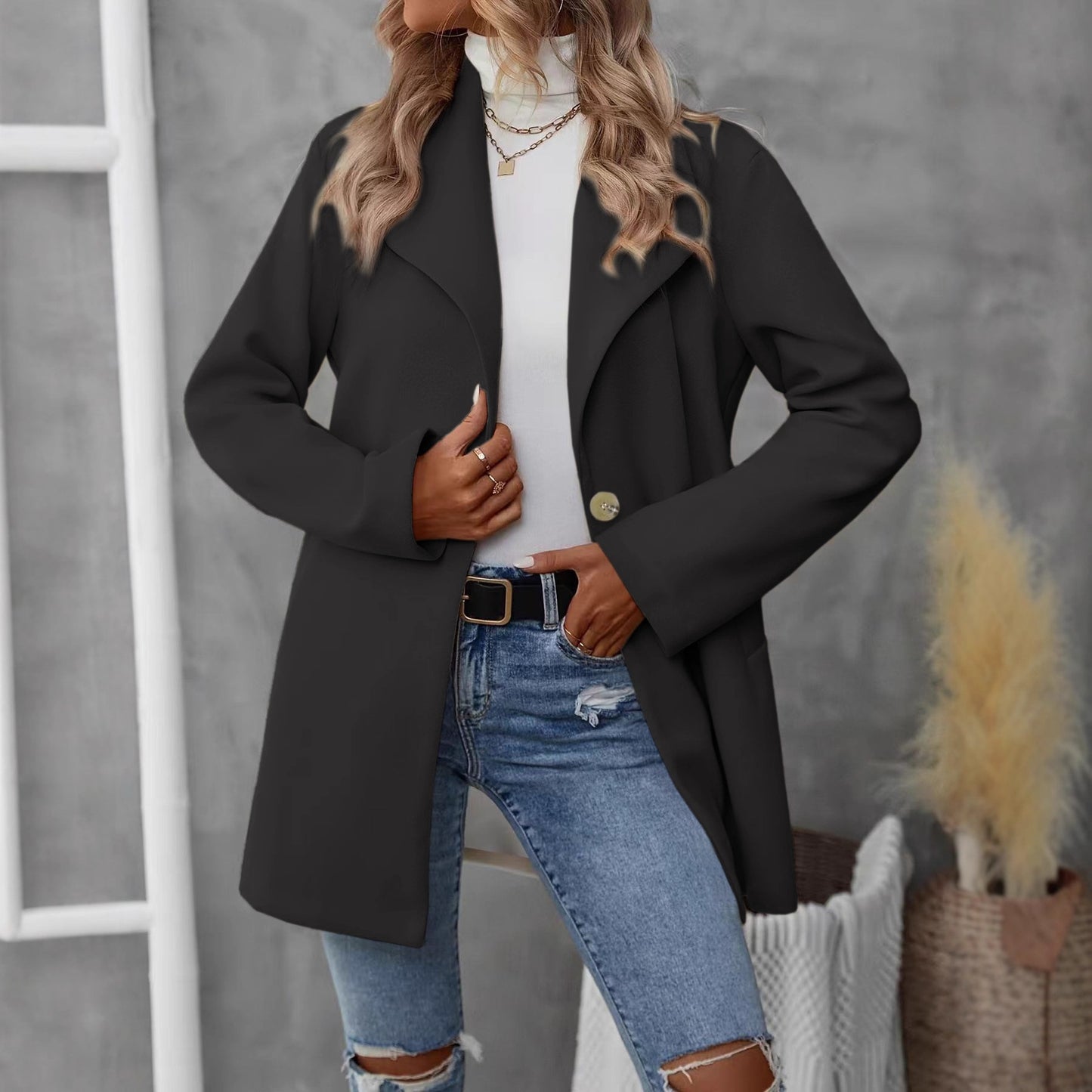 Manteau Cardigan à Col Polo