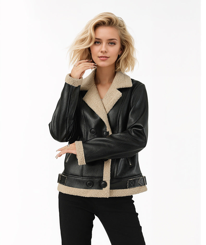 Veste en Cuir Matelassée Femme