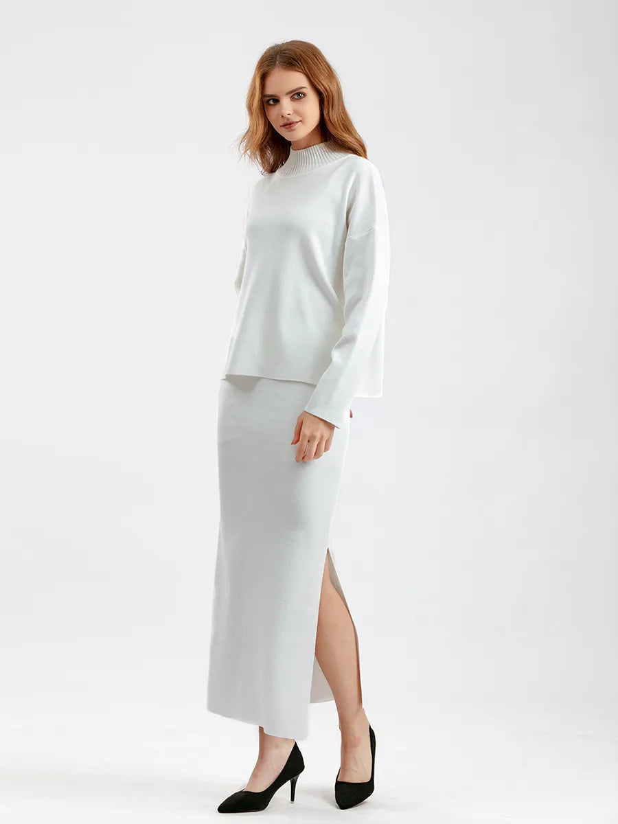 Ensemble Pull Doux & Jupe Longue Fendue