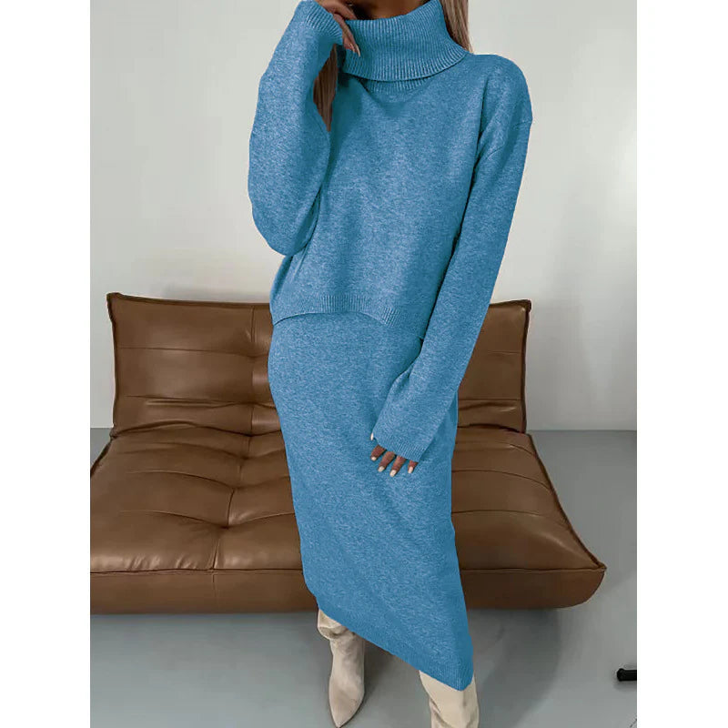 Ensemble 2 Pièces Pull Col Roulé & Robe Longue