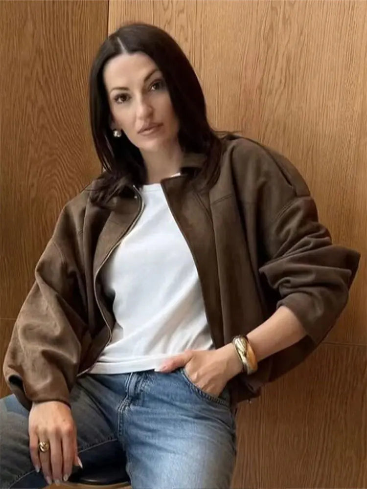 Veste Bomber en Daim Style Urbain