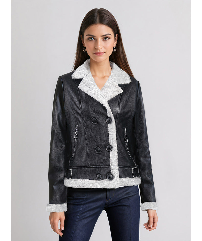 Veste en Cuir Matelassée Femme