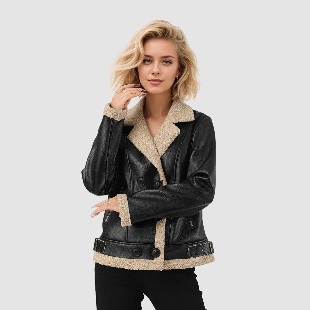 Veste en Cuir Matelassée Femme