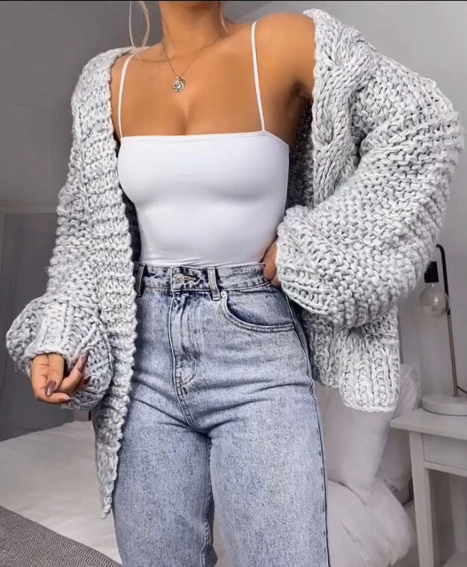 Cardigan en Mohair Synthétique Tricoté