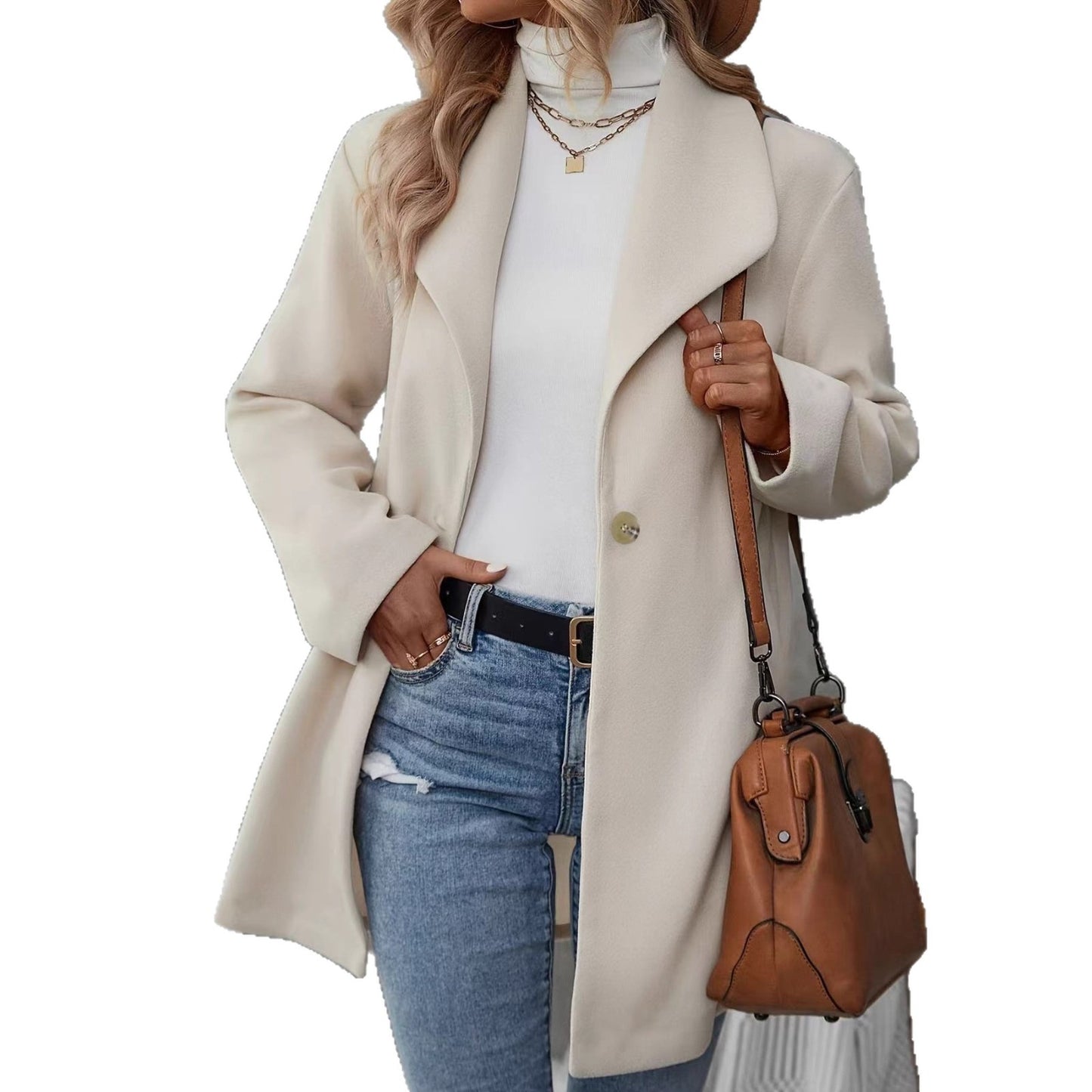 Manteau Cardigan à Col Polo