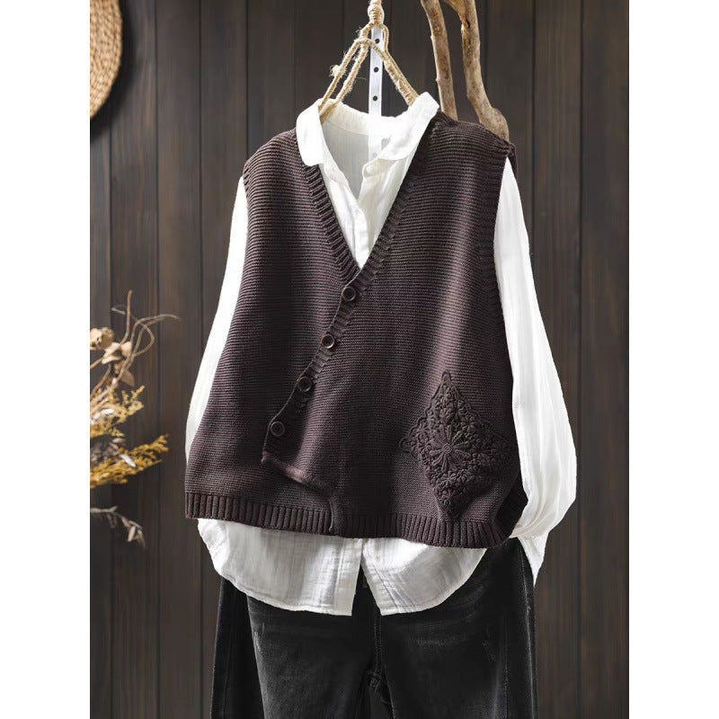 Cardigan en Coton Tricoté à Col V