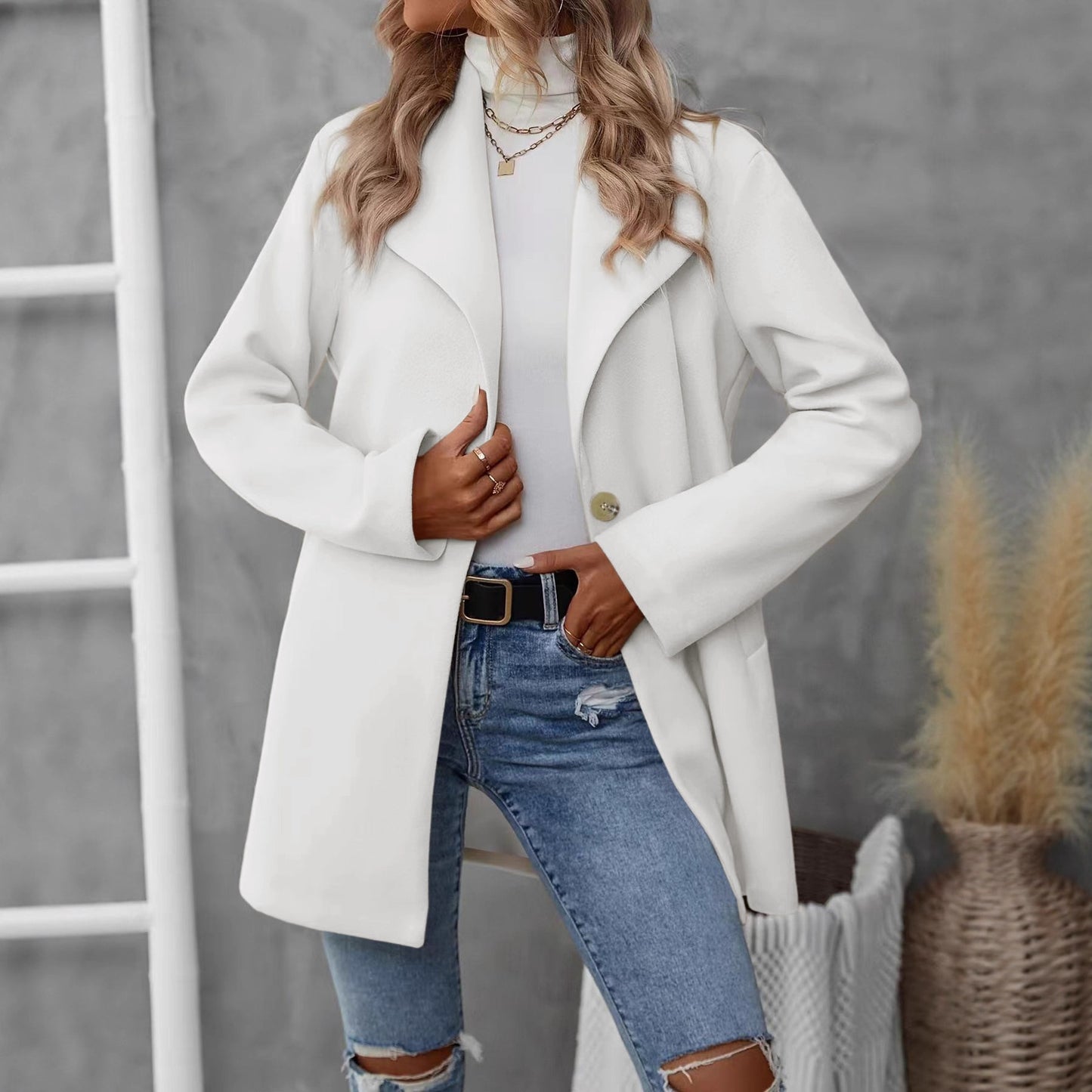 Manteau Cardigan à Col Polo