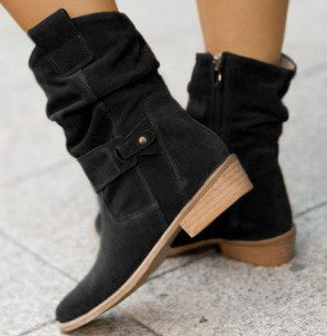 Bottes Mi-Mollet à Bout Pointu en Suédine