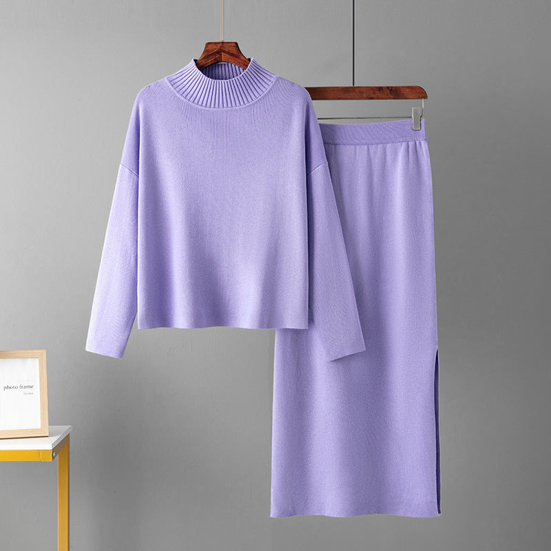 Ensemble Pull Doux & Jupe Longue Fendue