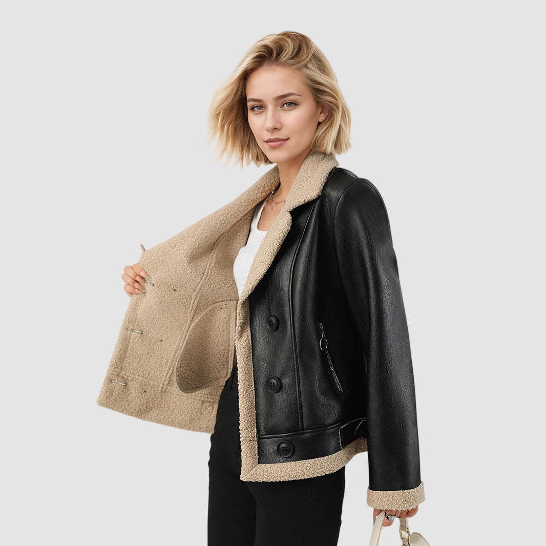 Veste en Cuir Matelassée Femme