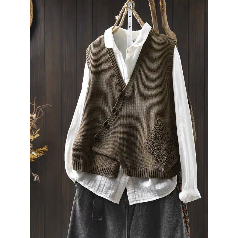 Cardigan en Coton Tricoté à Col V