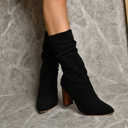 Bottes Hautes à Talons Carrés – Élégance & Confort d’Hiver