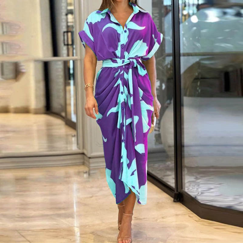 Robe Chemisier Élégante à Imprimé Floral