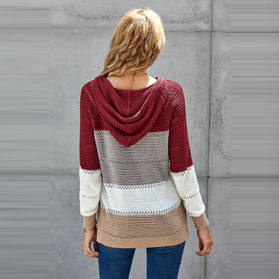 Pull à Manches Longues à Rayures Multicolores