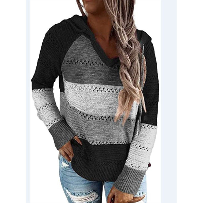 Pull à Manches Longues à Rayures Multicolores