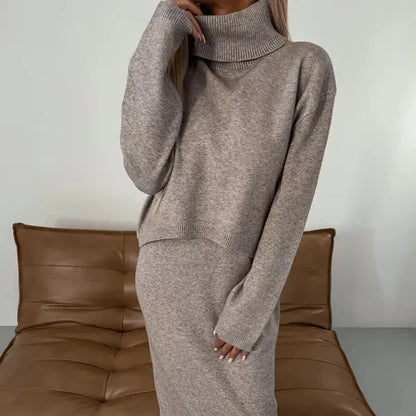 Ensemble 2 Pièces Pull Col Roulé & Robe Longue