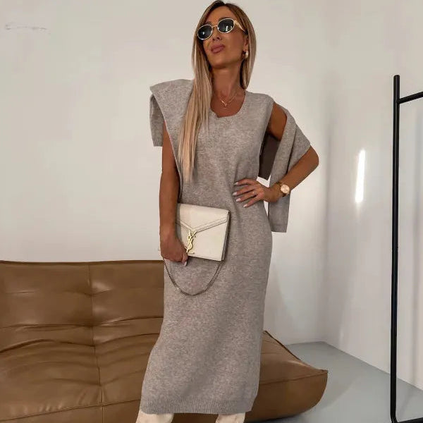 Ensemble 2 Pièces Pull Col Roulé & Robe Longue