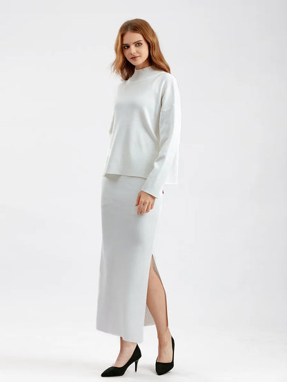 Ensemble Pull Doux & Jupe Longue Fendue