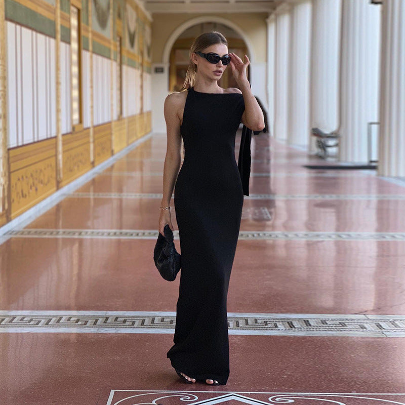 Robe Longue Asymétrique Sans Manches