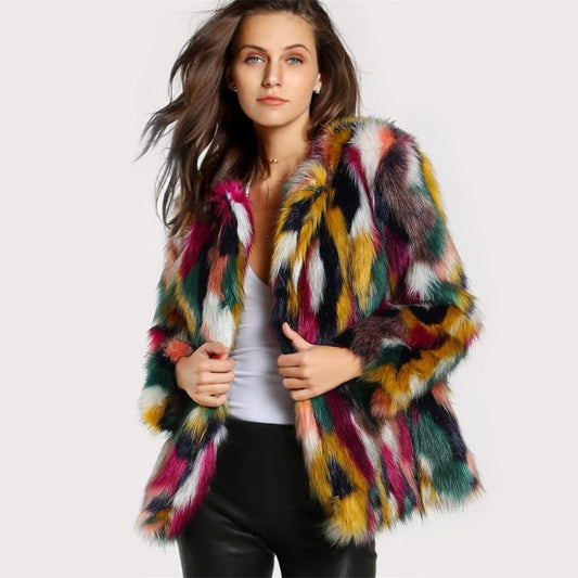 Manteau en Fausse Fourrure Coloré – Élégance & Confort