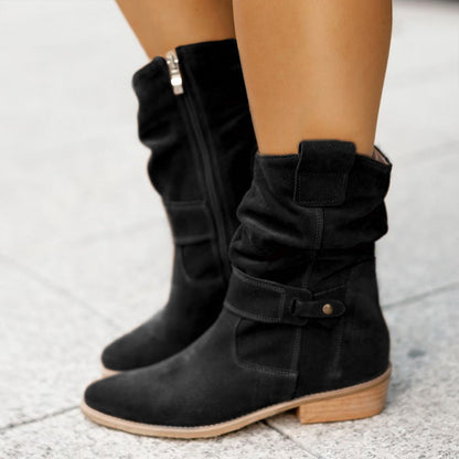 Bottes Mi-Mollet à Bout Pointu en Suédine