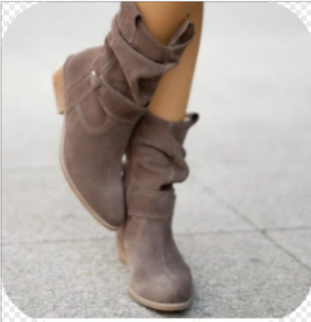 Bottes Mi-Mollet à Bout Pointu en Suédine