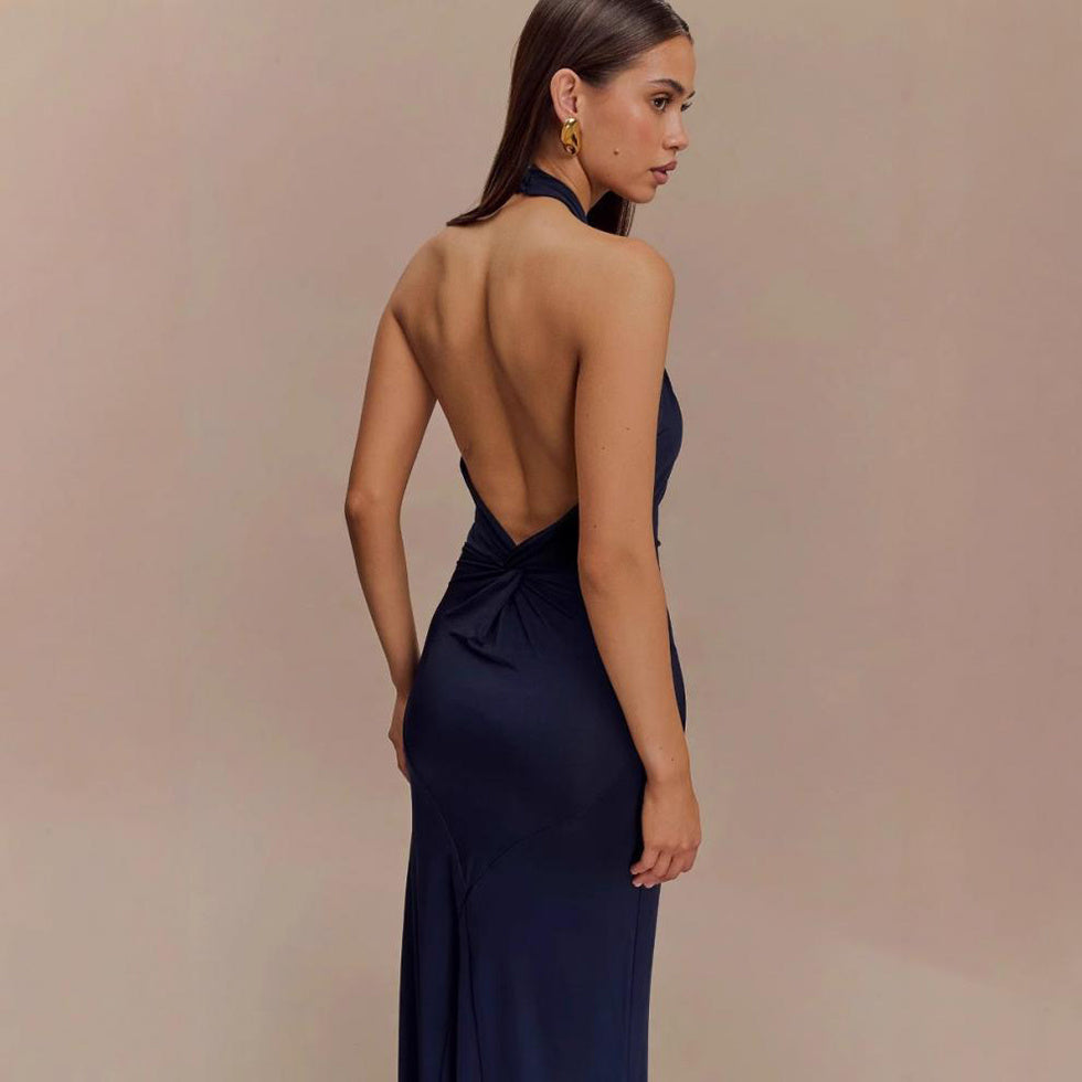 Robe Longue Dos Nu à Col Halter
