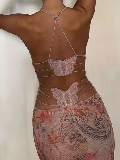 Robe à Bretelles Spaghetti Imprimé Floral