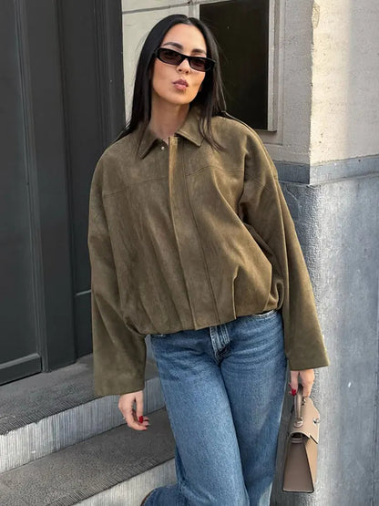 Veste Bomber en Daim Style Urbain