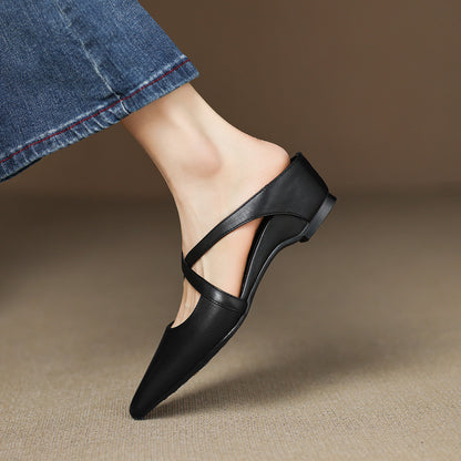 Escarpins Slingback en Cuir Véritable