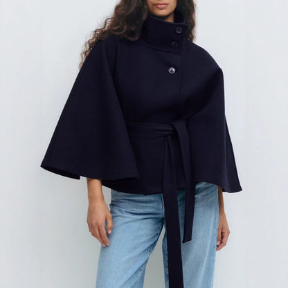 Manteau Long en Laine à Col Relevé