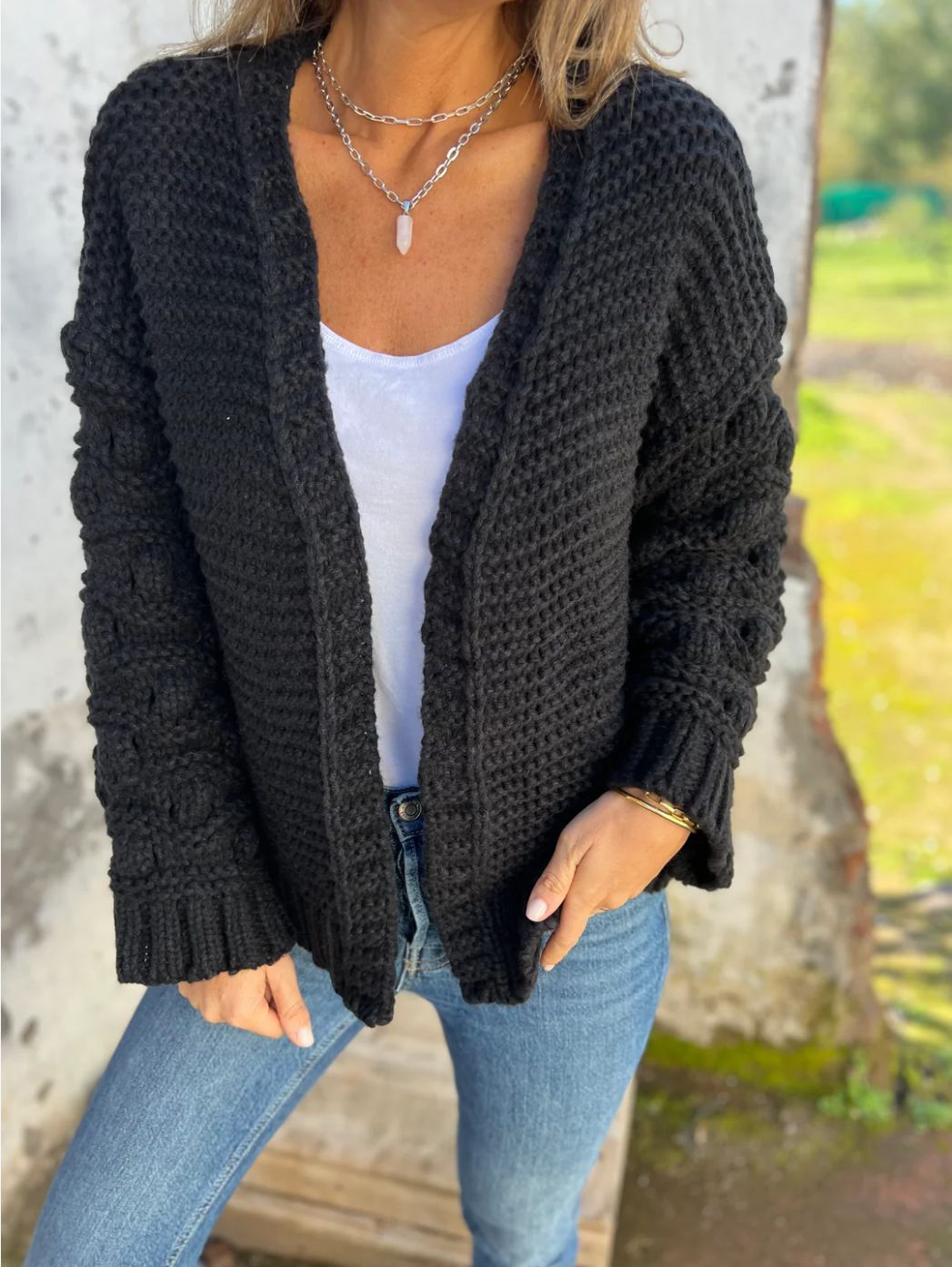 Cardigan d’Hiver Uni pour Femmes