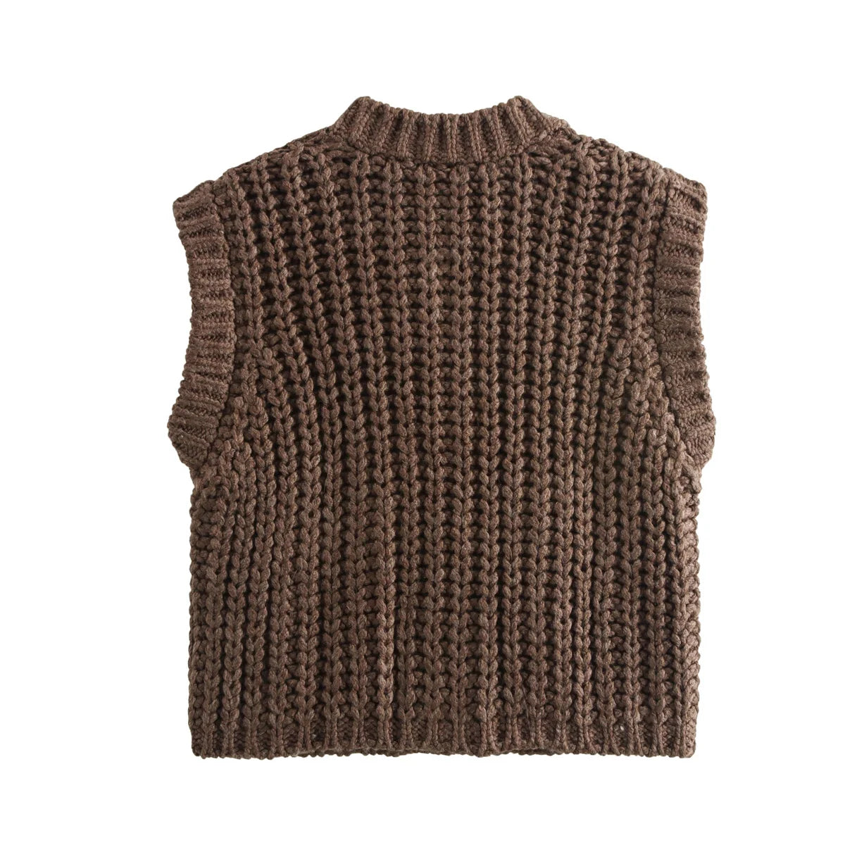 Gilet Tricoté Sans Manches à Mailles Épaisses