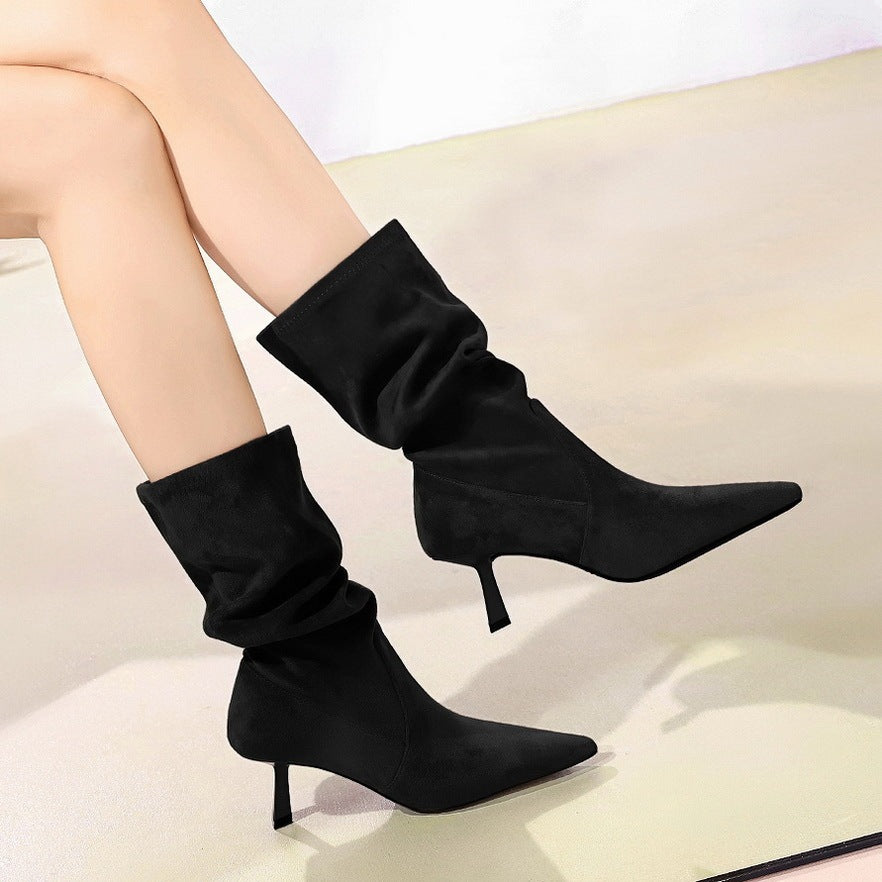 Bottes Mi-Mollet à Bout Pointu