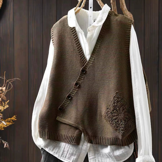 Cardigan en Coton Tricoté à Col V