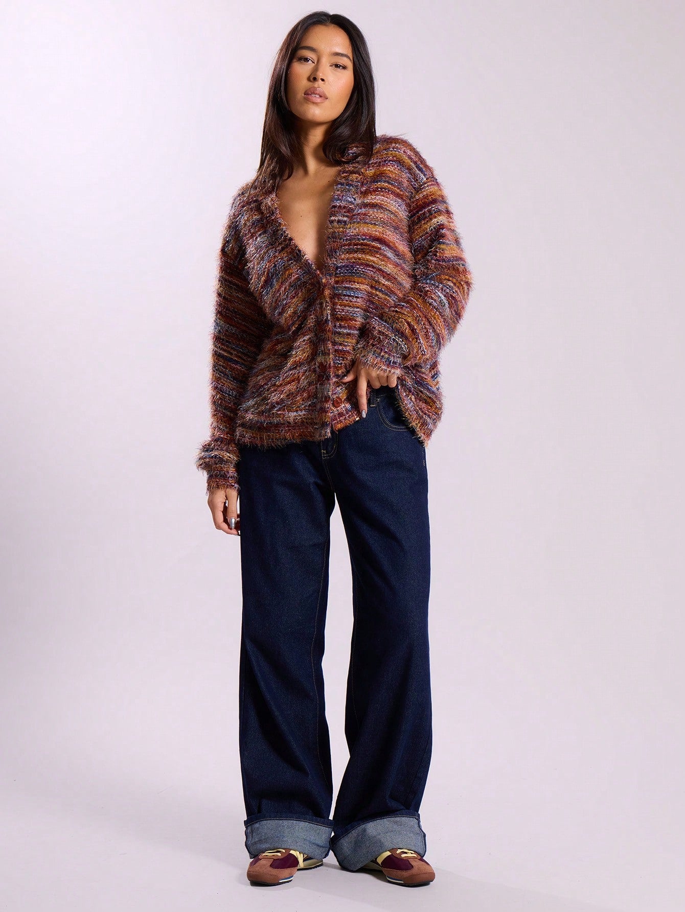 Cardigan Tricoté à Rayures