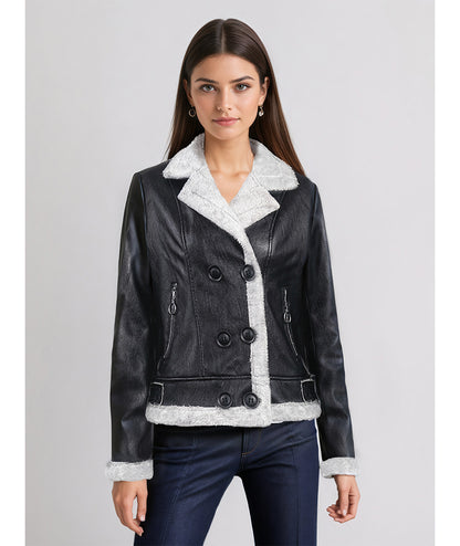 Veste en Cuir Matelassée Femme