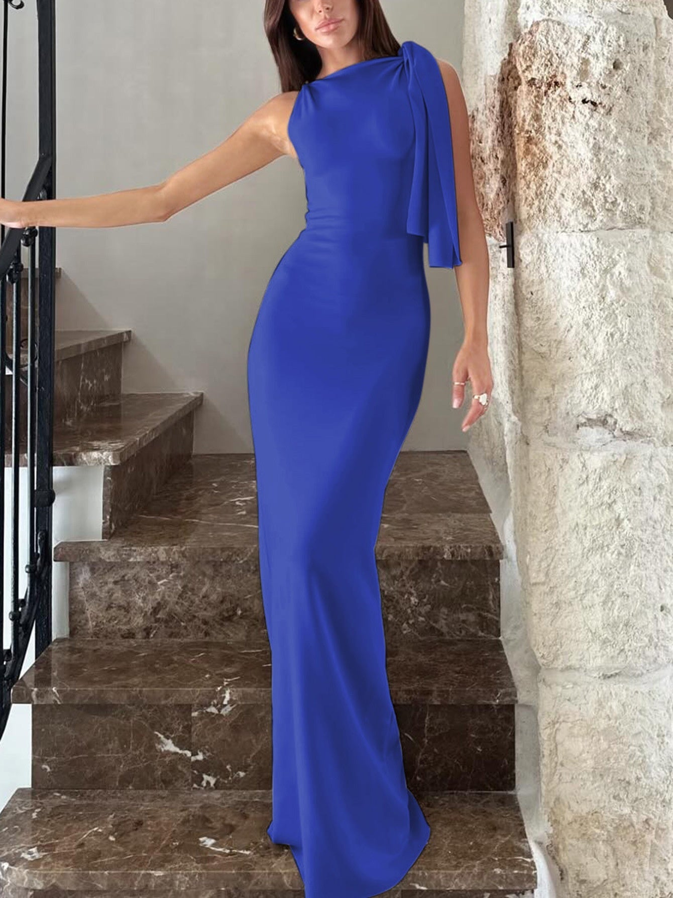 Robe Longue Asymétrique Sans Manches