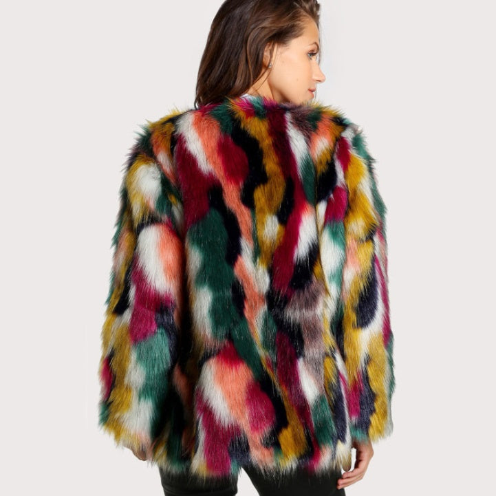 Manteau en Fausse Fourrure Coloré – Élégance & Confort