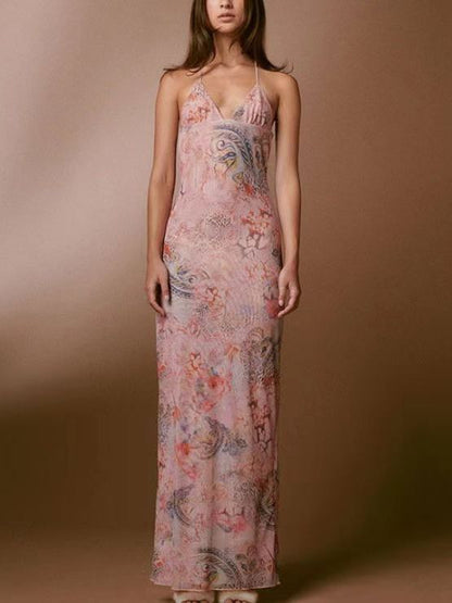 Robe à Bretelles Spaghetti Imprimé Floral