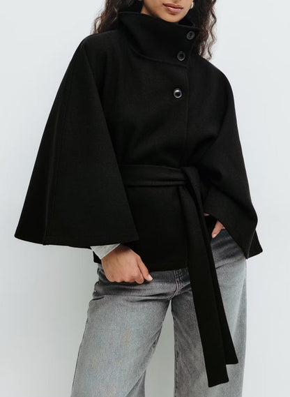 Manteau Long en Laine à Col Relevé