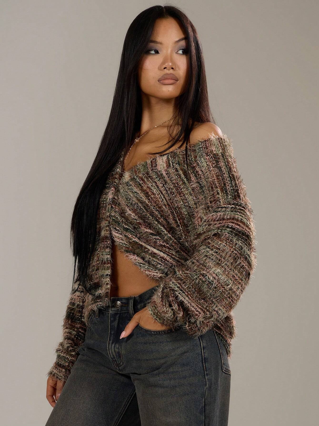 Cardigan Tricoté à Rayures