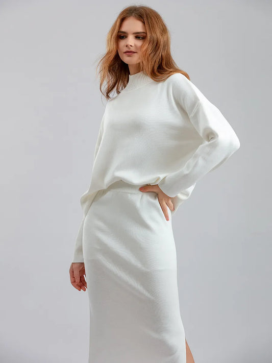 Ensemble Pull Doux & Jupe Longue Fendue