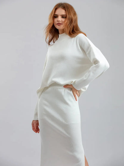 Ensemble Pull Doux & Jupe Longue Fendue