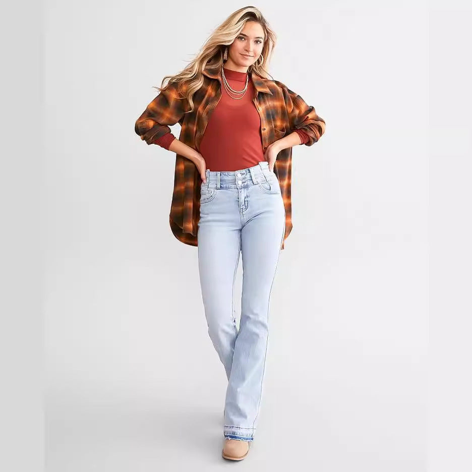 Jean Taille Haute à Boutons