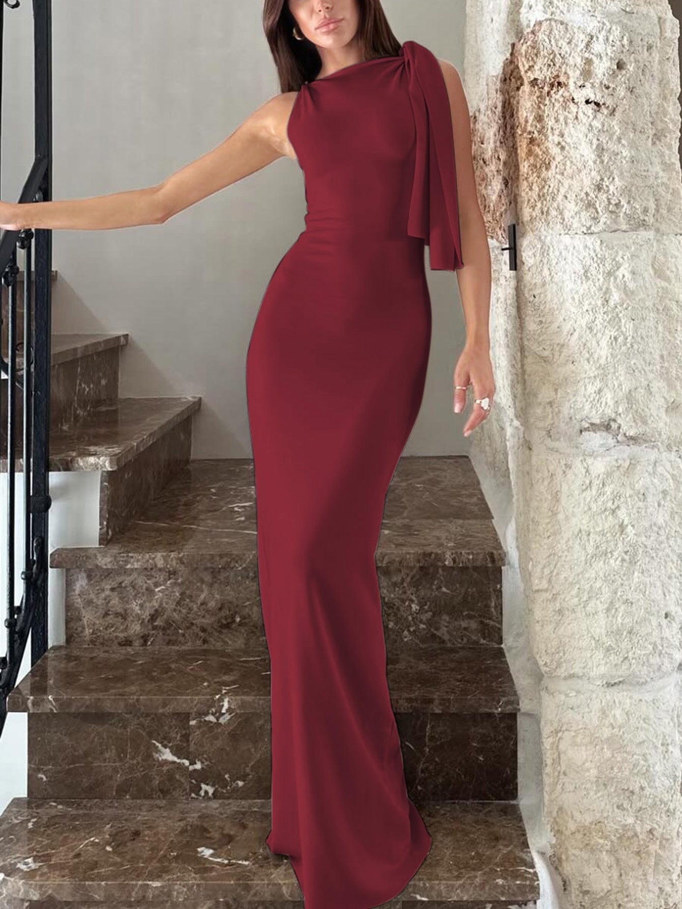 Robe Longue Asymétrique Sans Manches