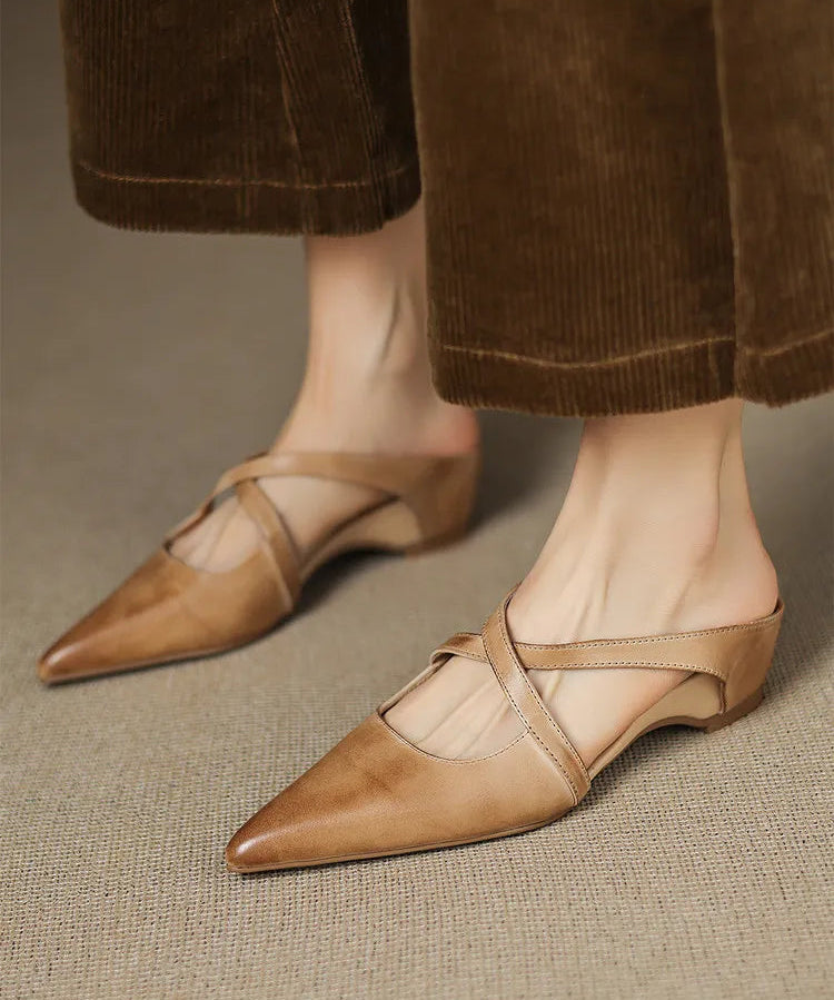 Escarpins Slingback en Cuir Véritable