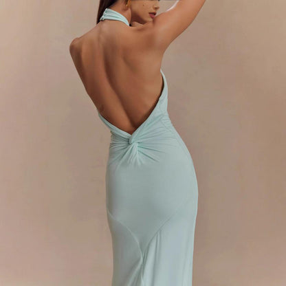Robe Longue Dos Nu à Col Halter