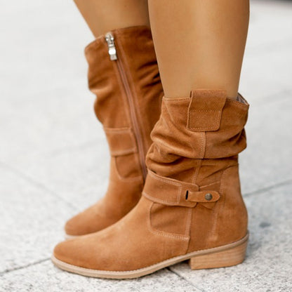 Bottes Mi-Mollet à Bout Pointu en Suédine