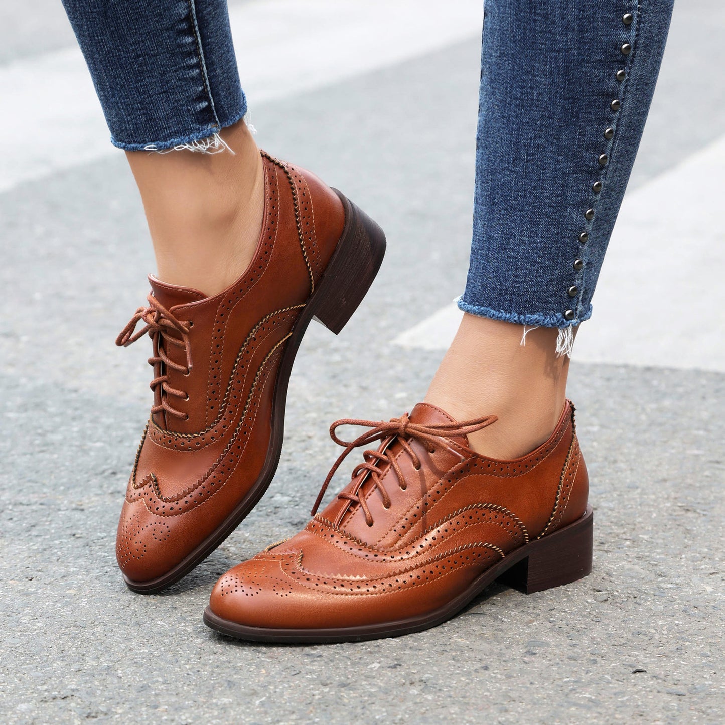 Chaussures Brogues Vintage à Lacets